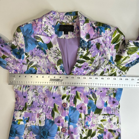 Carlisle Collection Cotton Floral Blazer Purple/blue/white. Lined SZ 10 Like New - Picture 5 of 13